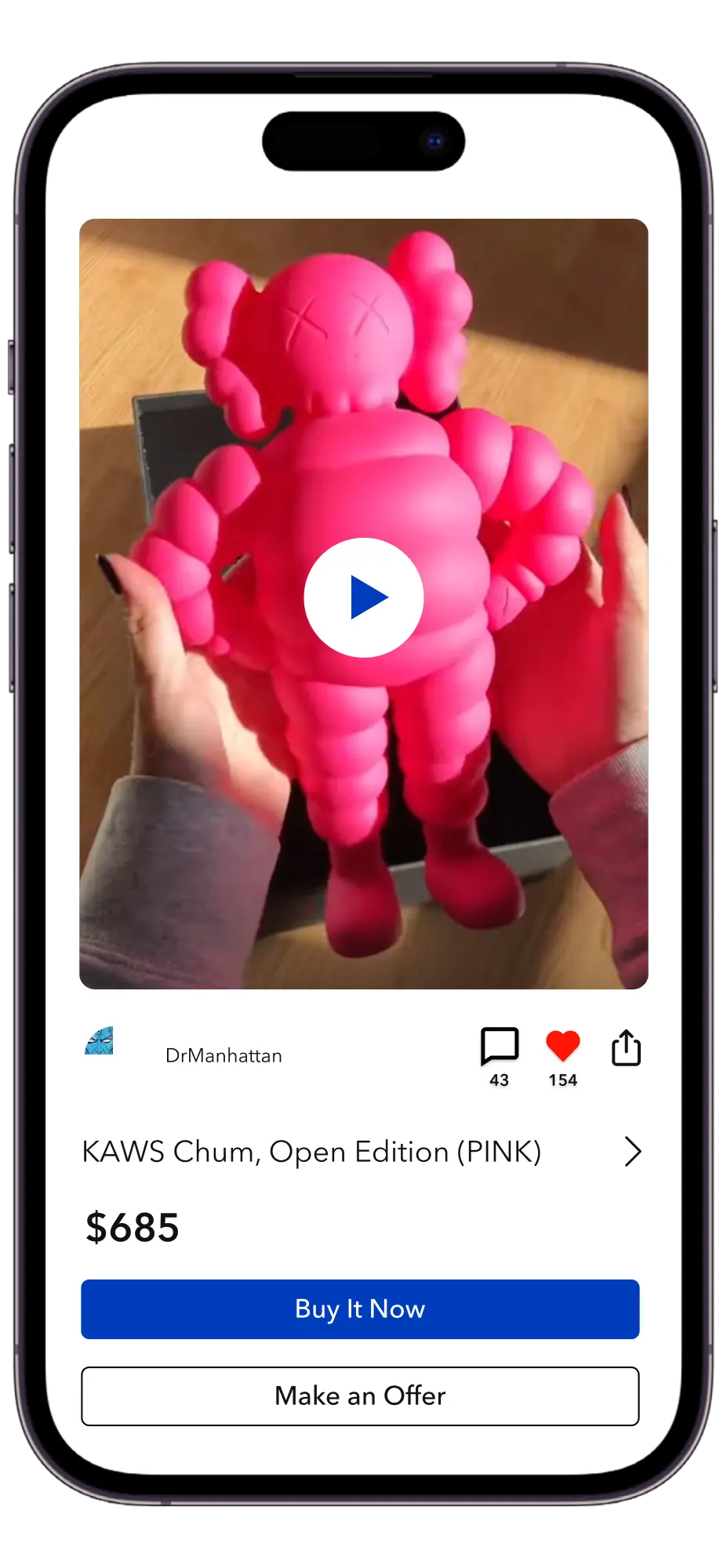 Buy It Now and Make an Offer screens in the Hero app