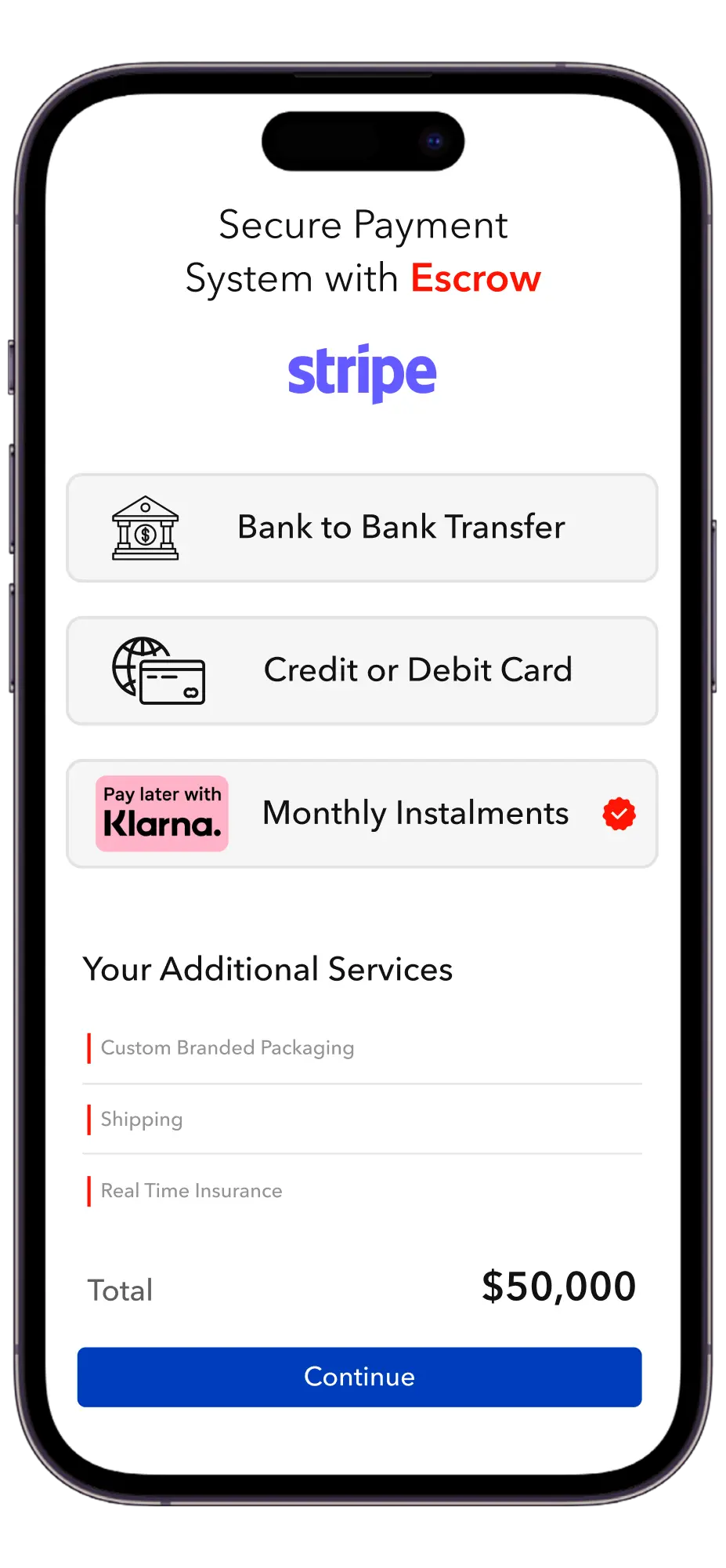 Secure Stripe payment screen in the Hero app